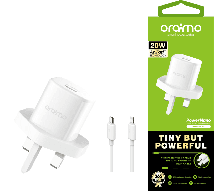 Oraimo PowerNano 20W Iphone Charger Kit - Express Mart Kenya