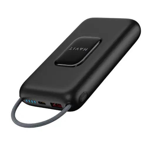 Havit PB35 20000mAh Power Bank 22.5W Fast Charging with Built-in USB-C Cable – Black - Express Mart Kenya